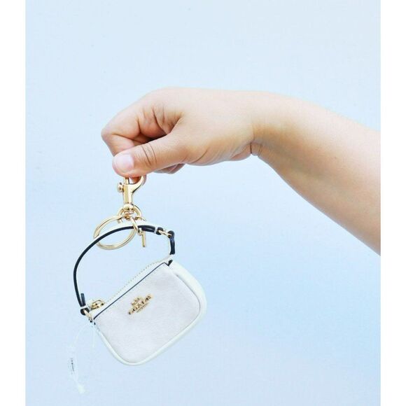 NWT COACH Signature Mini Demi Pouch Bag Charm Keychain SOLD OUT - Picture 5 of 8